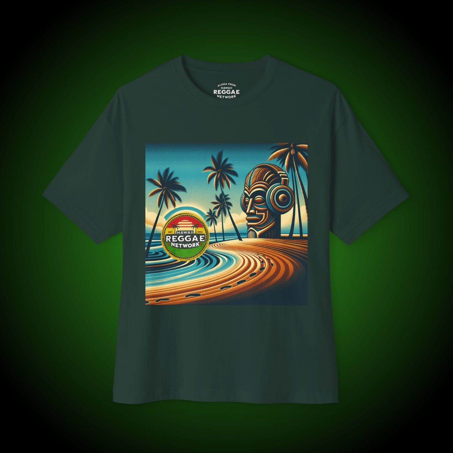 Tiki-on-the-Beach Heavy Tee (front version)