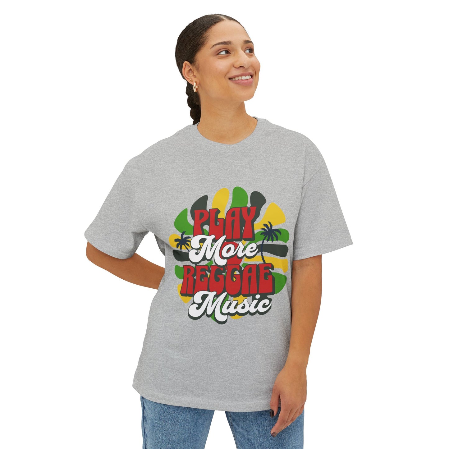 Play More Reggae Boxy Tee (front version)