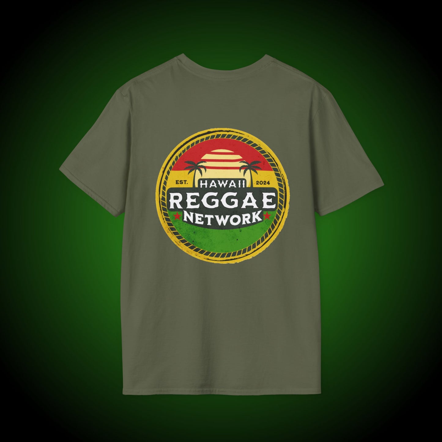 Hawaii Reggae Network Basic Logo Softstyle Tee (back version)
