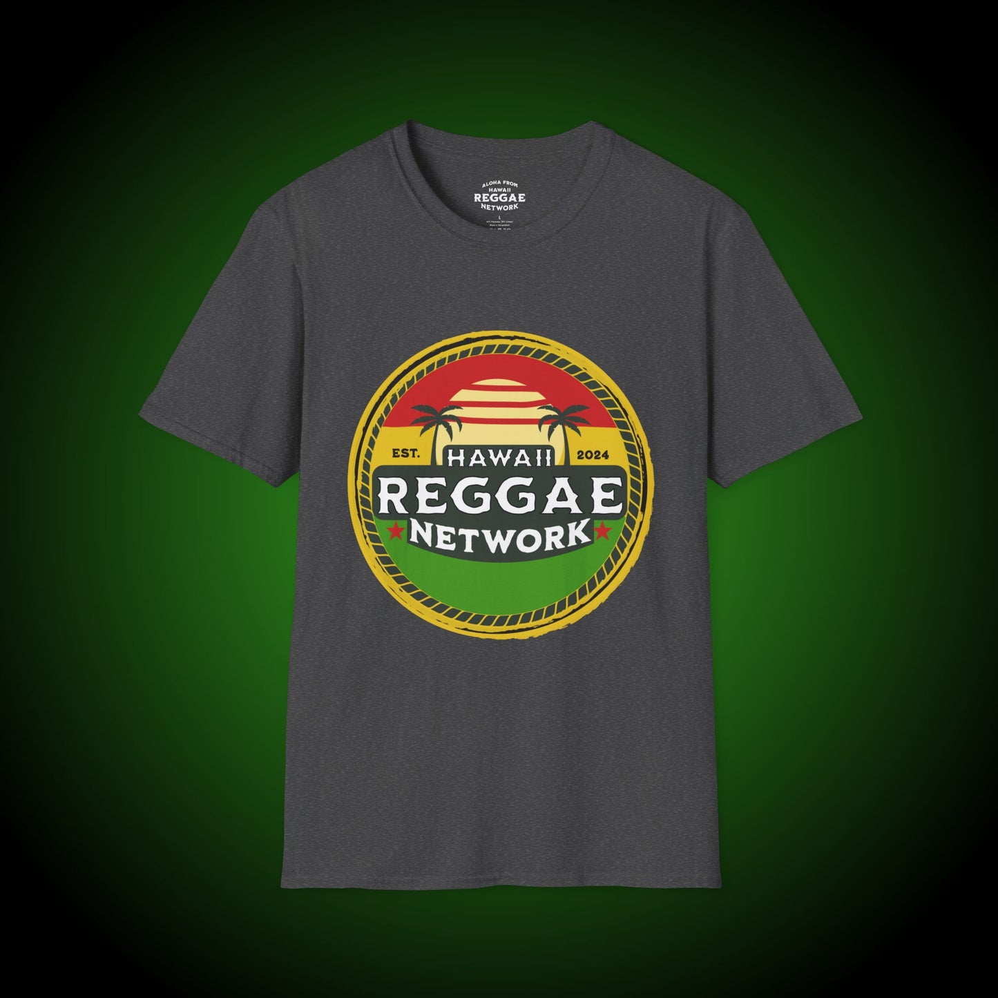 Hawaii Reggae Network Basic Logo Softstyle Tee (front version)
