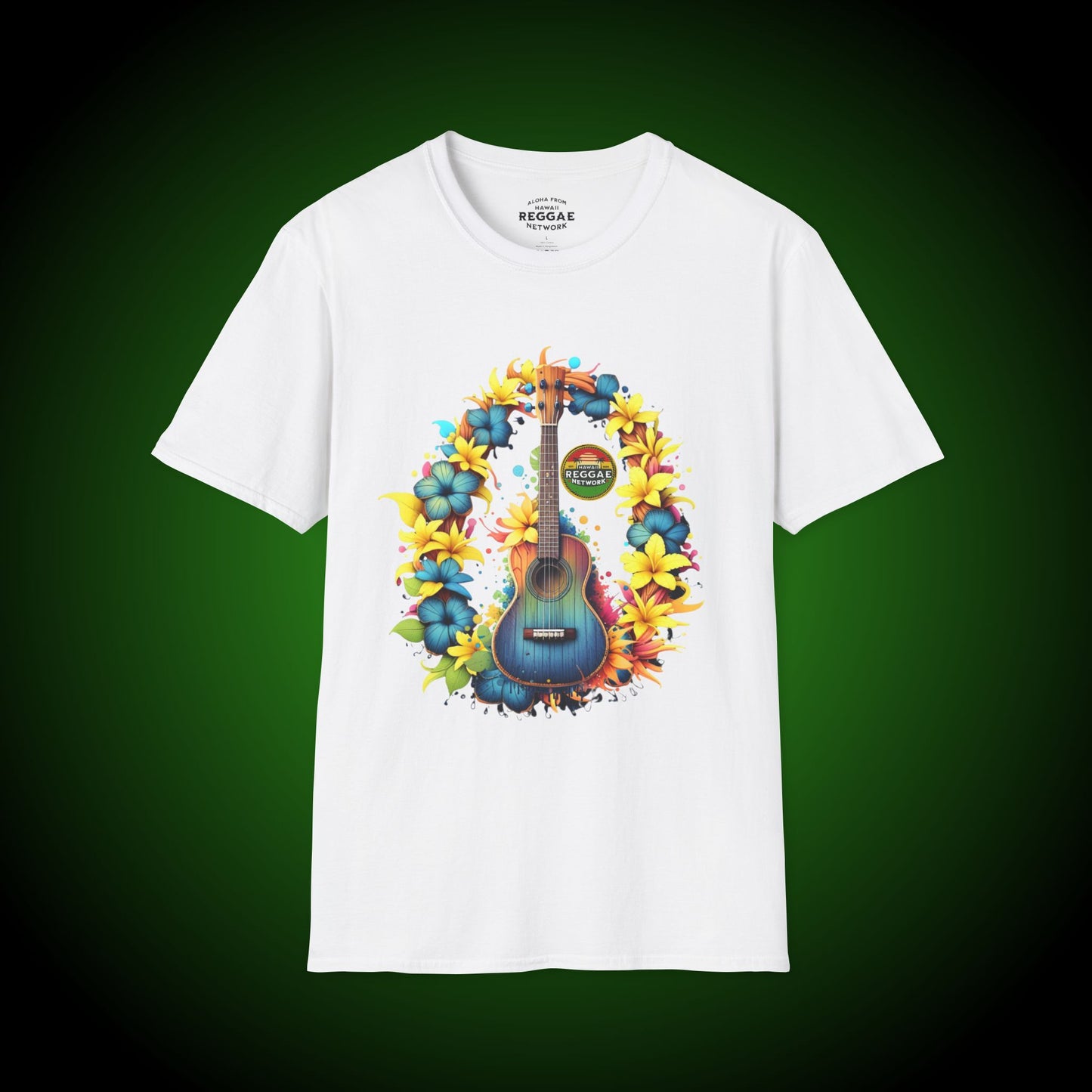 Electric Blue Uke Softstyle Tee (front version)