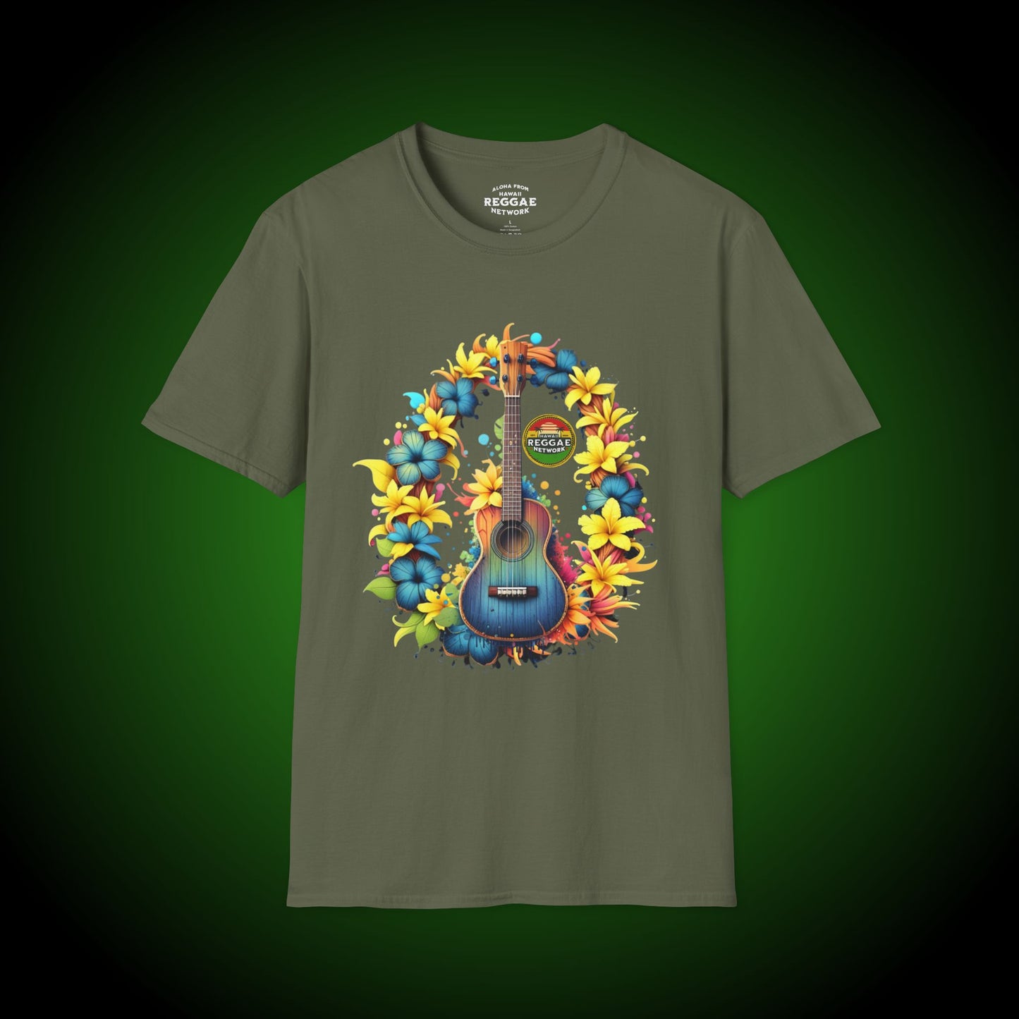 Electric Blue Uke Softstyle Tee (front version)