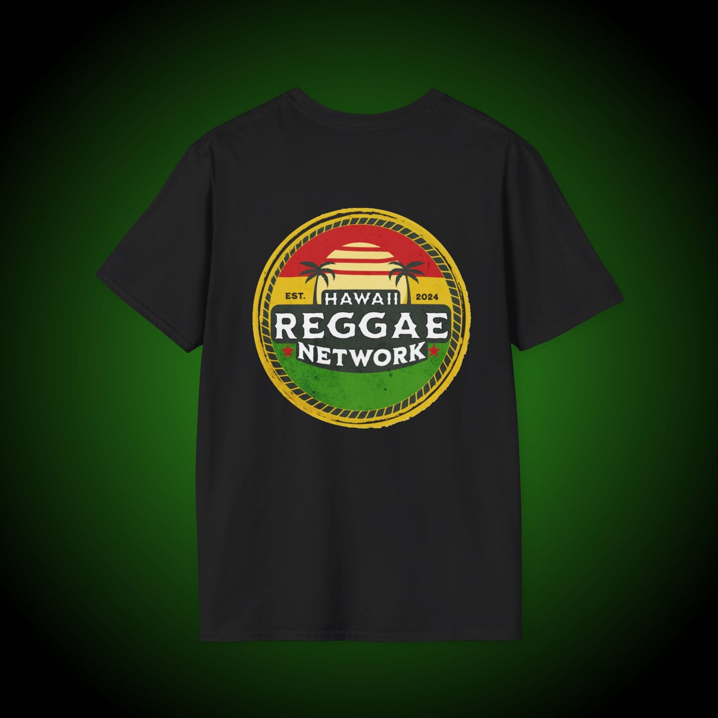 Hawaii Reggae Network Basic Logo Softstyle Tee (back version)