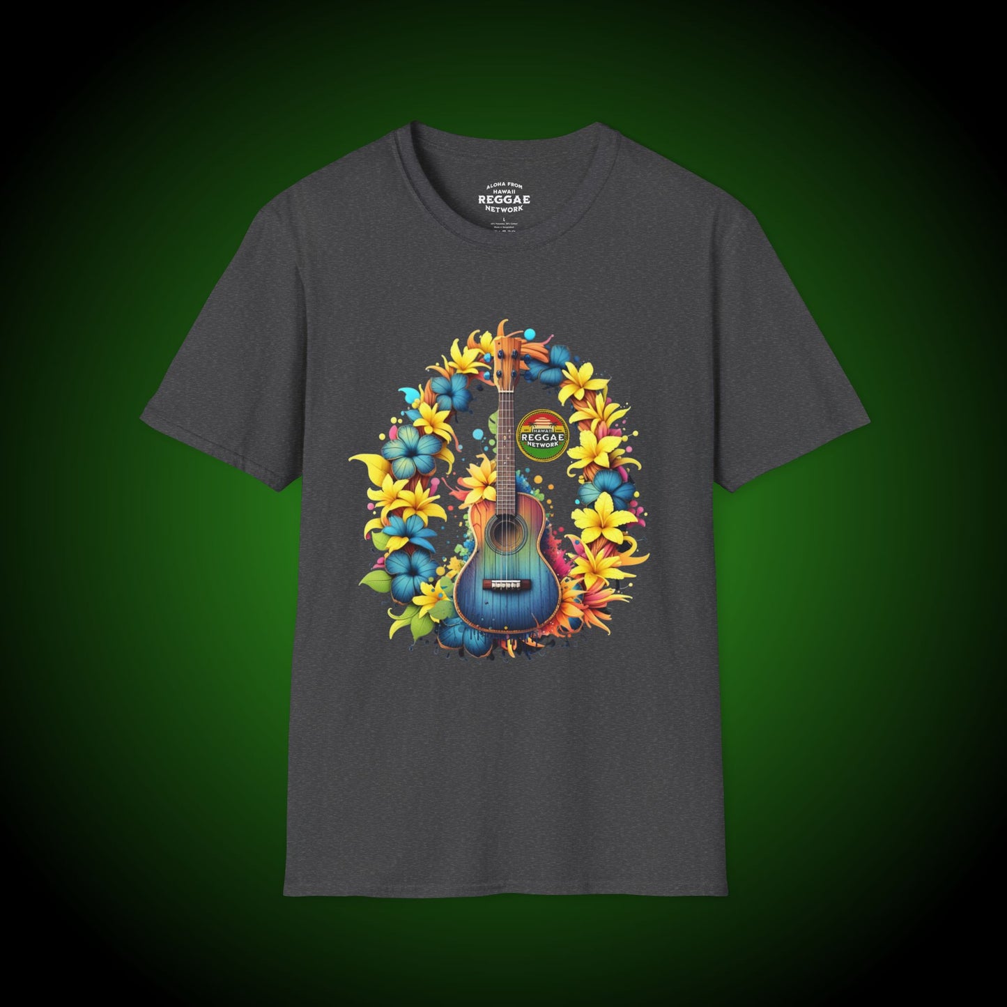 Electric Blue Uke Softstyle Tee (front version)