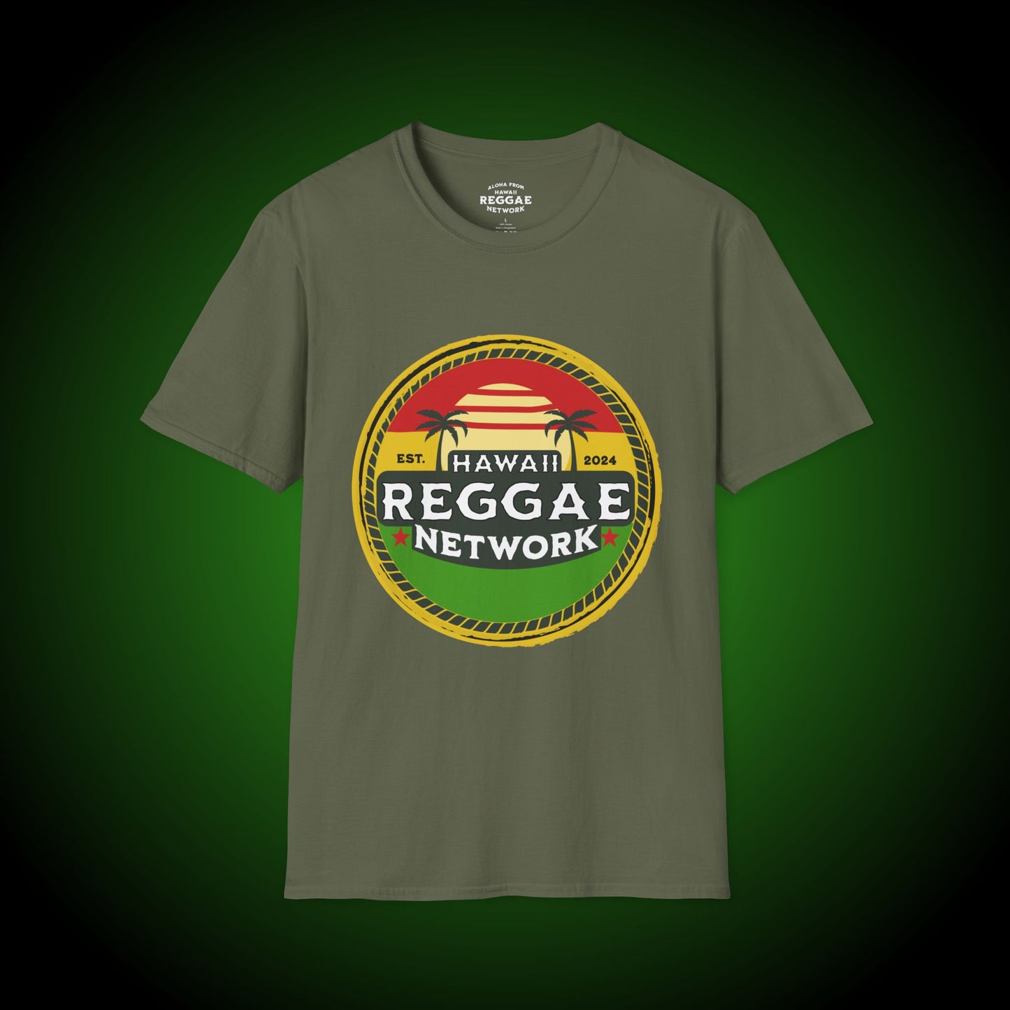 Hawaii Reggae Network Basic Logo Softstyle Tee (front version)