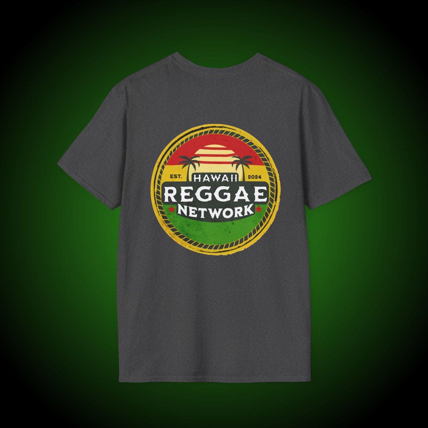 Hawaii Reggae Network Basic Logo Softstyle Tee (back version)