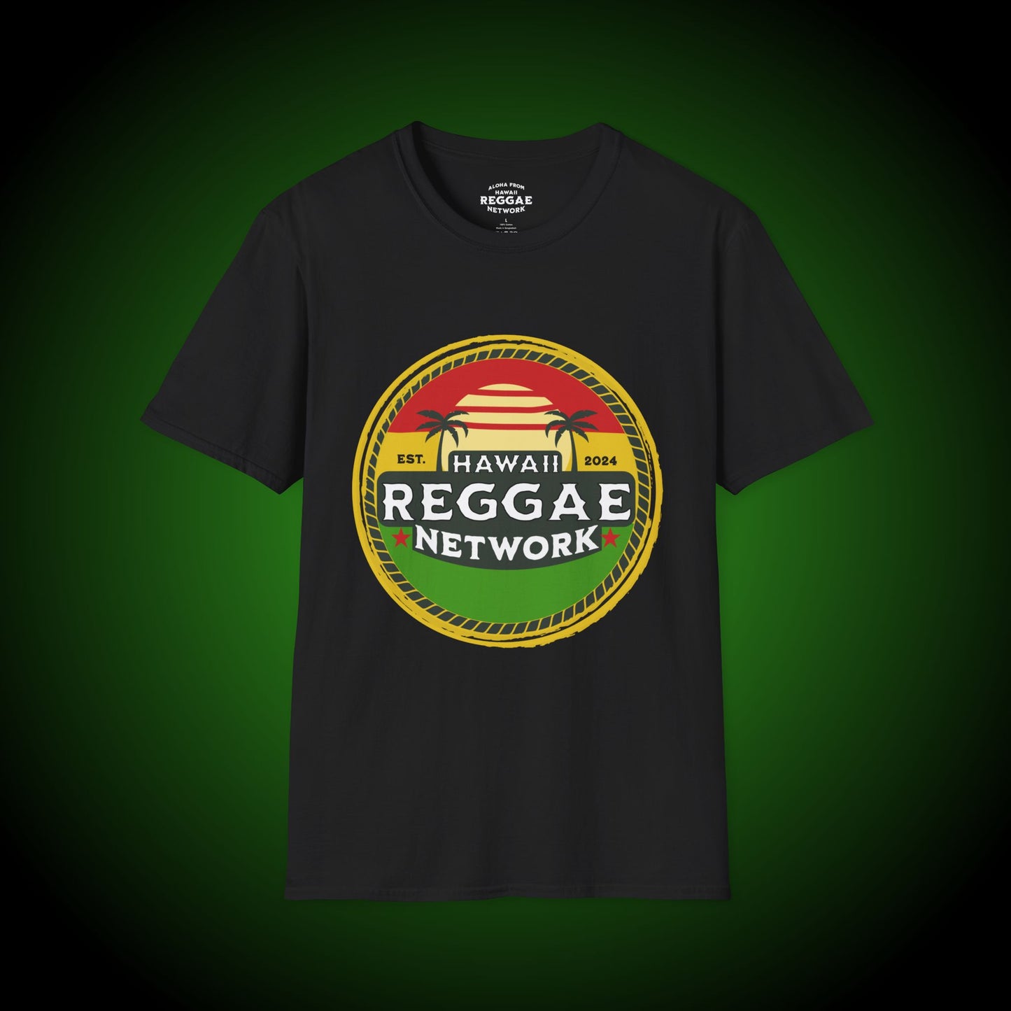 Hawaii Reggae Network Basic Logo Softstyle Tee (front version)