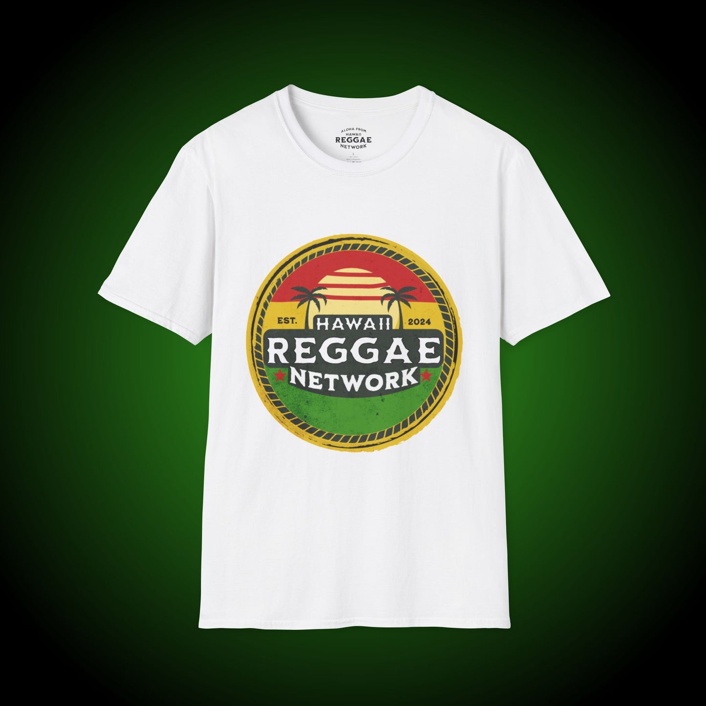 Hawaii Reggae Network Basic Logo Softstyle Tee (front version)