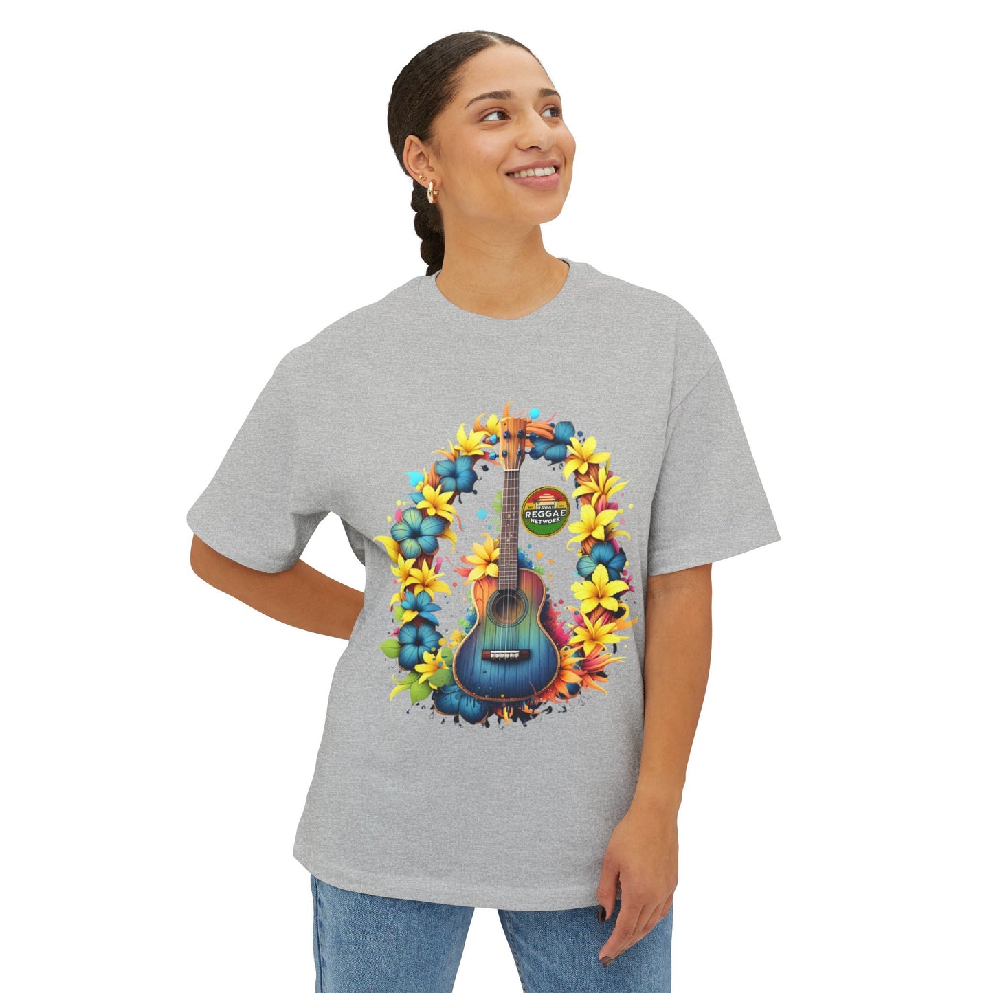 Electric Blue Uke Boxy Logo Tee (front version)